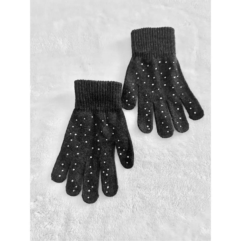 Adorable black rhinestone embellished gloves